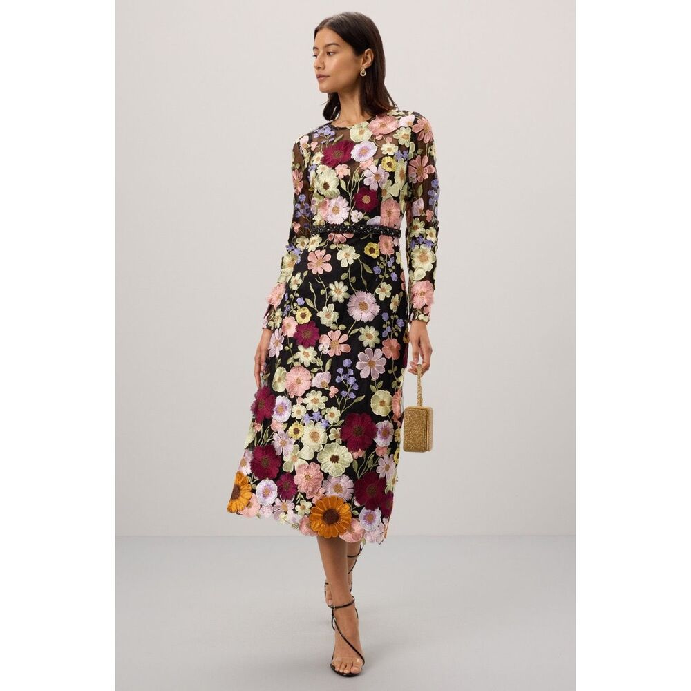 leena for Mac Duggal High Neck Floral Embellished A-Line Dress 🧡